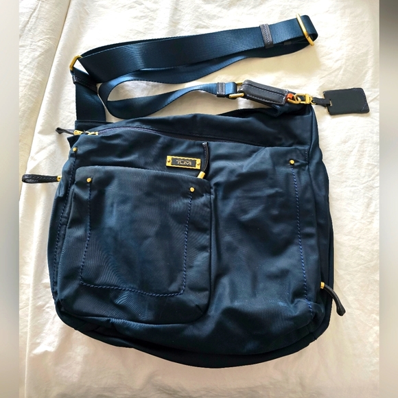 Tumi Blue Sumatra Messenger Bag with Adjustable Strap and Durable Fabric - Picture 2 of 13